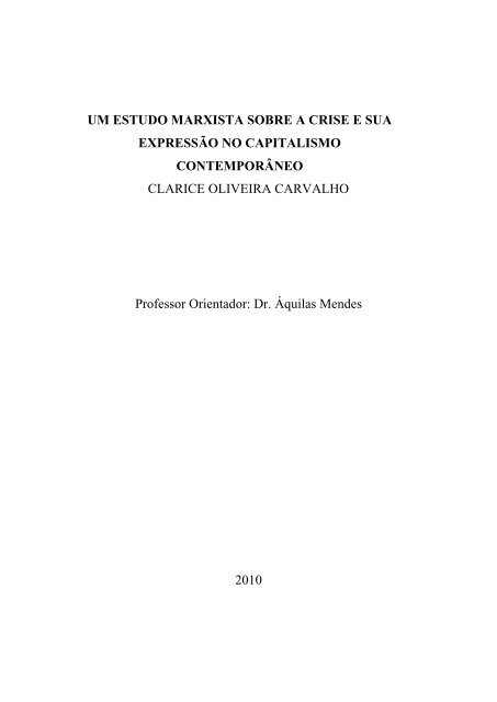 um estudo marxista sobre a crise e sua expressão no ... - Faap