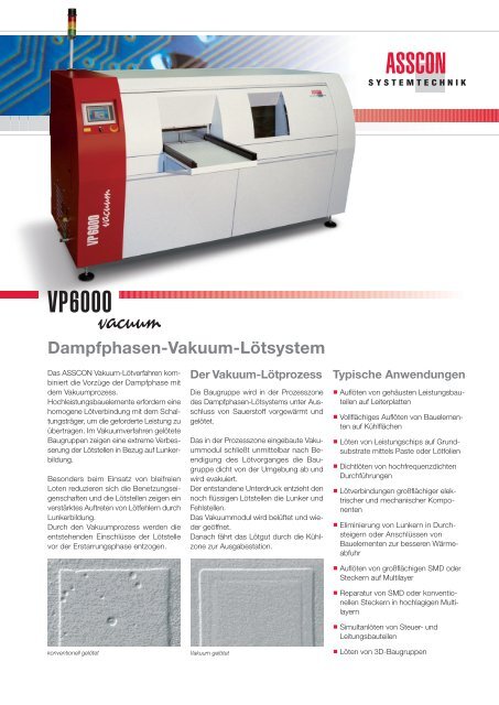 Dampfphasen-Vakuum-Lötsystem - ASSCON Systemtechnik