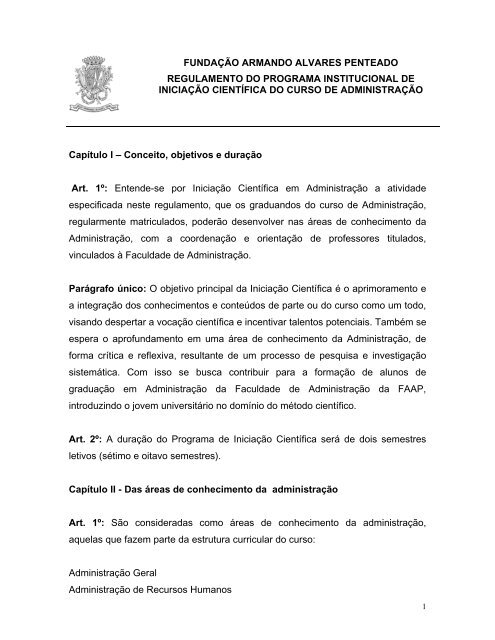 fundação armando alvares penteado regulamento do ... - Faap