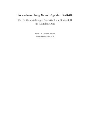 Formelsammlung Grundzüge der Statistik für die ... - fab 4 book