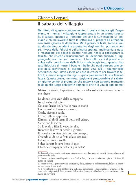 06 Il Sabato Del Villaggio Fabbri Editori