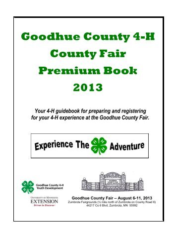 Goodhue County 4-H County Fair Premium Book 2013