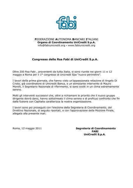 Relazione Congresso - Fabi