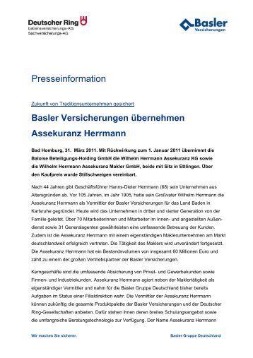 Basler Versicherungen übernehmen Assekuranz Herrmann