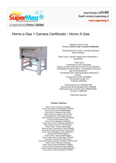 Horno A Gas - Fabricadora de Hielo