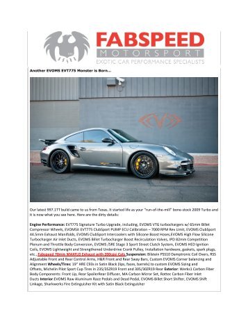 Our latest 997.1TT build came to us from Texas. It ... - Fabspeed