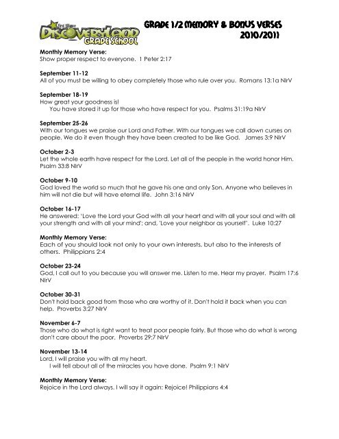 Grade 12 Memory Bonus Verses Grade 12 Memory Bonus