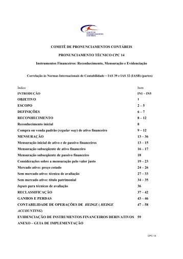 CPC 14 - Comitê de Pronunciamentos Contábeis