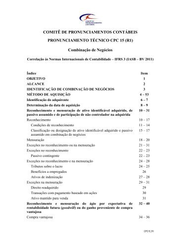 CPC 15 (R1) - Comitê de Pronunciamentos Contábeis