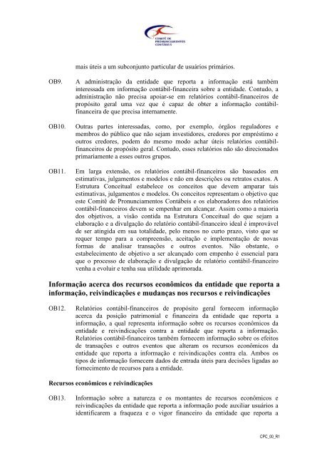 CPC 00 - Comitê de Pronunciamentos Contábeis