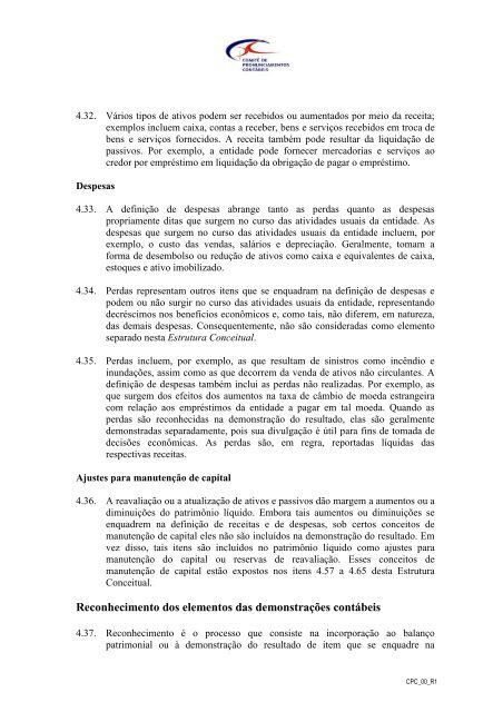 CPC 00 - Comitê de Pronunciamentos Contábeis