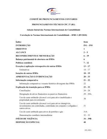 CPC 37 (R1) - Comitê de Pronunciamentos Contábeis