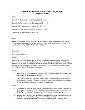 ESTATUTO DA CORTE INTERNACIONAL DE JUSTIÇA - Faap