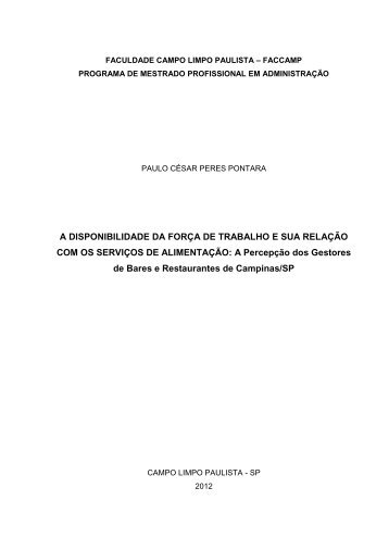 A disponibilidade da força de trabalho e a sua relação ... - Faccamp