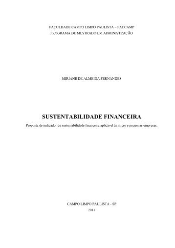 SUSTENTABILIDADE FINANCEIRA - Faccamp