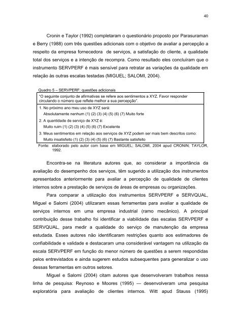 Avaliação de percepção da qualidade dos serviços ... - Faccamp