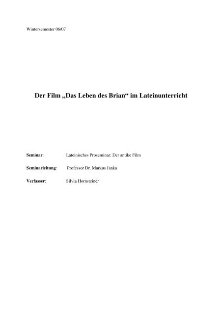 Das Leben Des Brian Im Lateinunterricht