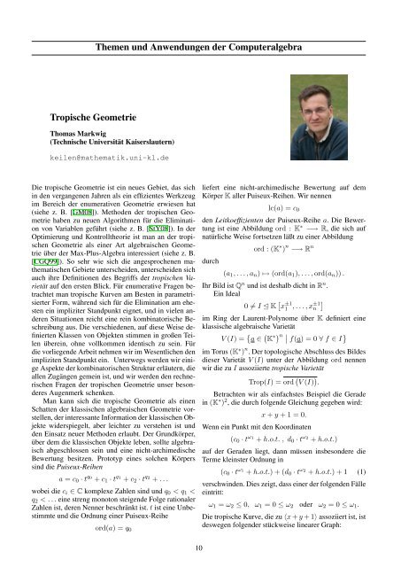 Konfidenzintervalle und CAS - Fachgruppe Computeralgebra