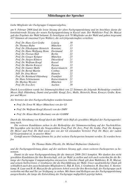 Computeralgebra-Rundbrief - Fachgruppe Computeralgebra