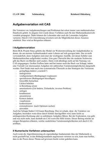 Schönenberg 2006 - Fachgruppe Computeralgebra