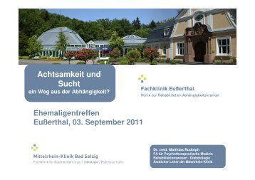 Achtsamkeit und Sucht - Fachklinik Eußerthal