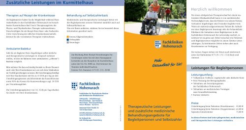 Therapeutische Leistungen und zusätzliche medizinische ...