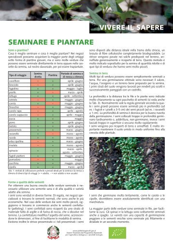 foglio informativo: seminare e piantare