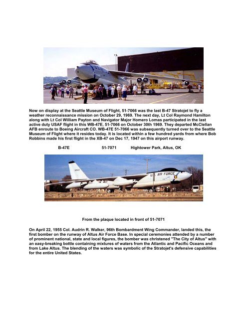 Preserved B-47 variants on display and their - The B-47 Stratojet ...