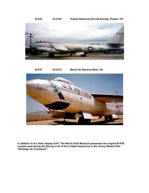Preserved B-47 variants on display and their - The B-47 Stratojet ...