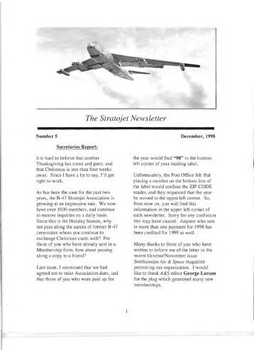 The Stratojet Newsletter - The B-47 Stratojet Association