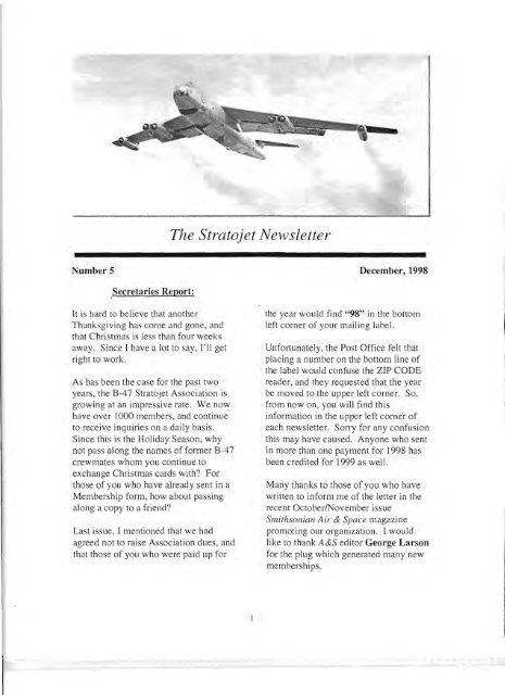 The Stratojet Newsletter - The B-47 Stratojet Association