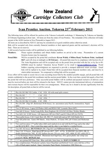 Ivan Prentice Auction Feb 2013 - International Ammunition Association