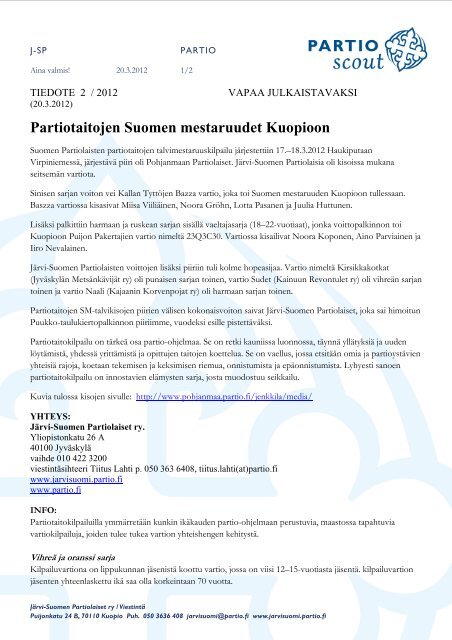 2/12 SM talvikisat - Järvi-Suomen Partiolaiset
