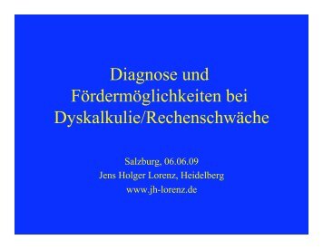 Diagnose und Fördermöglichkeiten bei Dyskalkulie/Rechenschwäche