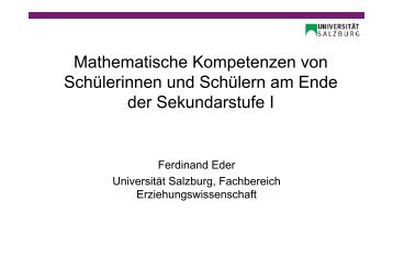 Mathematische Kompetenzen von Schülerinnen und Schülern am ...