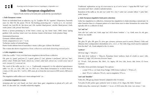 Indo-European singulatives - Etymology and the European Lexicon