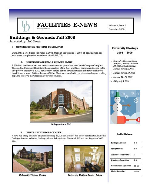 FACILITIES E-NEWS - University of Delaware Facilities Website