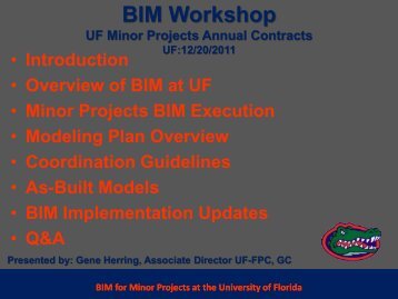 BIM Workshop - UF-Facilities Planning & Construction - University of ...