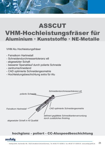 Datenblatt Alu - Kunststoff Fräsprogramm - Assfalg Gmbh