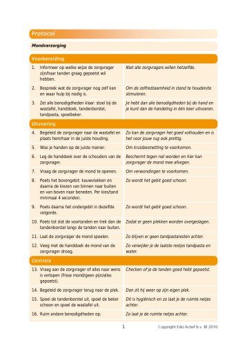 Protocol Mondverzorging (Schoonmaken van een ... - Factor-E