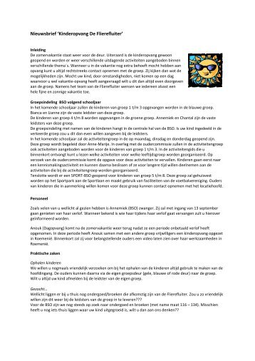 NIEUWSBRIEF 'BSO DE FLIEREFLUITER' - Factor-E