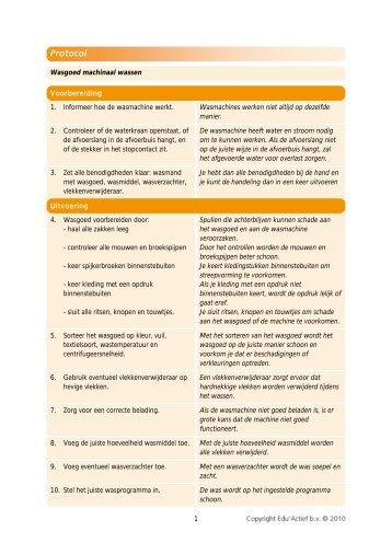 Protocol: wasgoed machinaal wassen - Factor-E