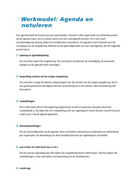 Een agenda heeft de functie van een spoorboekje  FactorE