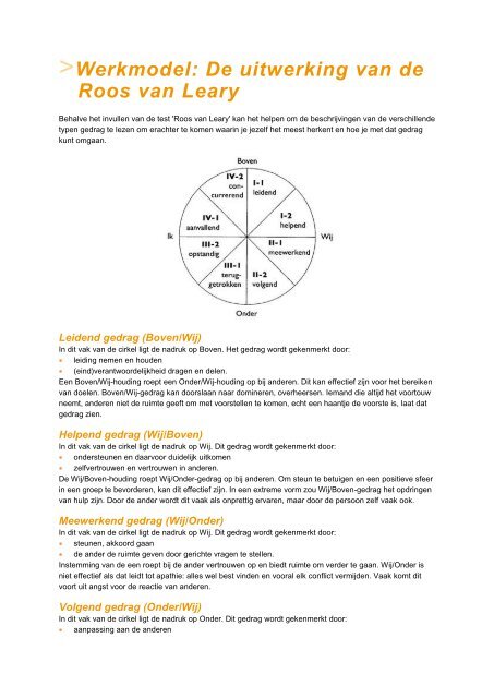 Werkmodel: De uitwerking van de Roos van Leary - Factor-E