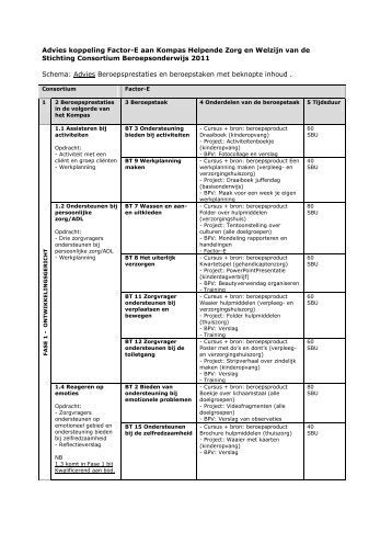 Advies Beroepsprestaties en beroepstaken met beknopte ... - Factor-E