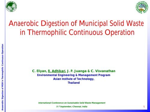 Anaerobic Digestion of Municipal Solid Waste - faculty.ait.ac.th ...