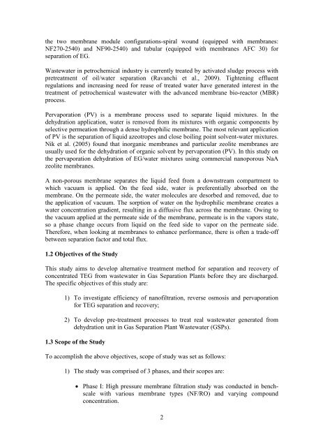 Membrane Based Triethylene Glycol Separation and Recovery from ...