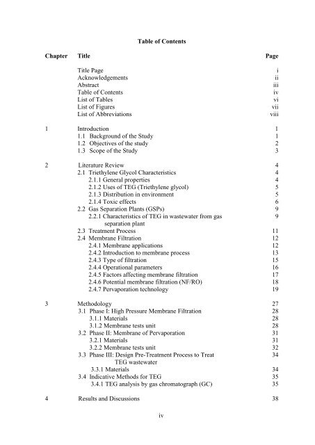 Membrane Based Triethylene Glycol Separation and Recovery from ...