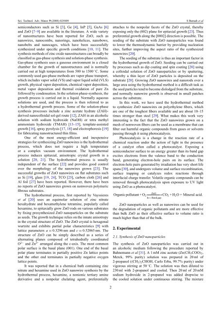 Growth of ZnO nanowires on nonwoven polyethylene fibers