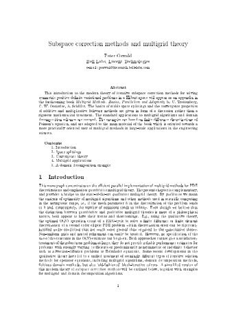 Subspace correction methods and multigrid theory. - Faculty.jacobs ...